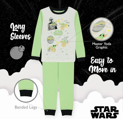 Miniatura 4 de Star Wars Boys The Mandalorian 4-Piece Snug-fit Cotton Pajama Set