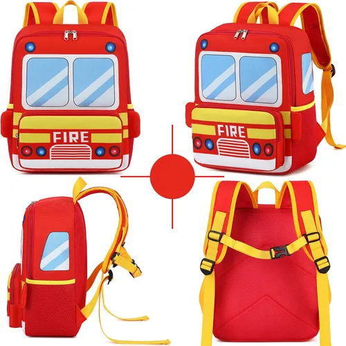 Miniatura 3 de Mochila para niños pequeños, preescolar, autobús, bolsa de libros 3D para jardín de infantes con lonchera aislante
