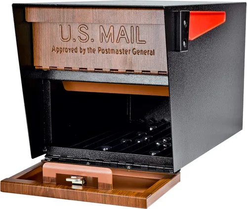 Miniatura 2 de Mail Boss Curbside, Wood Grain 7510 Mail Manager Buzón de seguridad con bloqueo, acero, negro