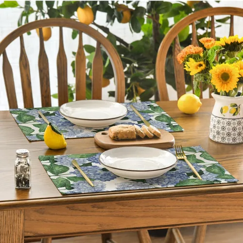 Miniatura 4 de Artoid Mode Manteles individuales de hortensias de acuarela para mesa de comedor, 12 x 18 pulgadas, decoración de temporada de primavera y verano