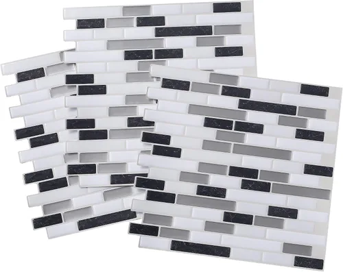Miniatura 4 de Tack Tile Protector contra salpicaduras de vinilo para despegar y pegar (mosaico pequeño blanco)