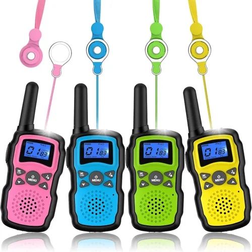 Wishouse Walkie Talkies para niños, paquete de 4 unidades, walkie talkie familiar para adultos y niños de largo alcance, para acampar al aire libre,