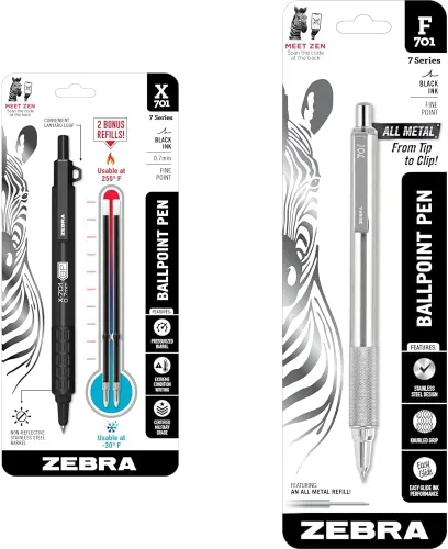 Miniatura 9 de Zebra Pen X-701 Tactical & G-750 - Juego de regalo de bolígrafo retráctil y bolígrafo de gel, barril de metal premium, punta media/fina, paquete