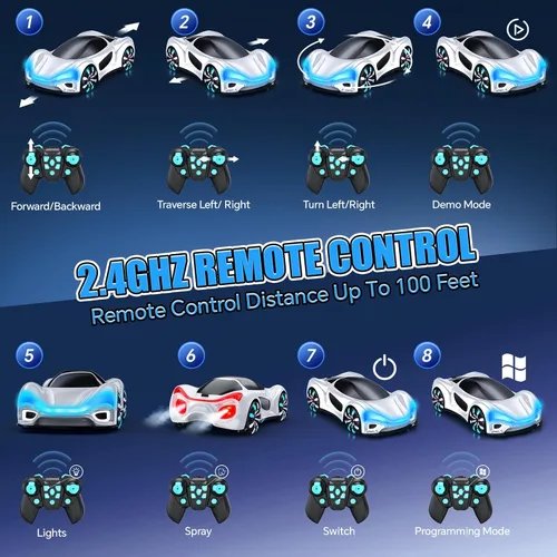 Miniatura 5 de Auto a Control Remoto, Autos RC Juguetes para Niños de 4, 5, 6, 7, 8, 9, 10, 11, 12 años, 2.4GHz, rotación de 360°, autos RC con luces geniales