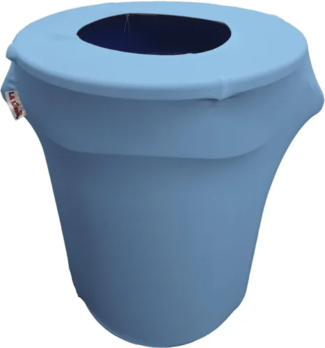 Miniatura 13 de LA Linen Cubierta para cubo de basura ajustable de elastano elástico de 32 galones, cubierta redonda para contenedor de residuos, decoración de Gris