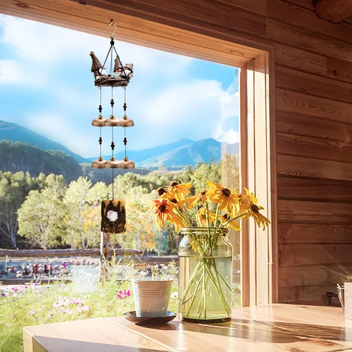 Miniatura 6 de Campanillas de viento de gnomo para exteriores con 6 campanas más grandes, regalo para mamá, papá, hija, mujeres, decoración al aire libre