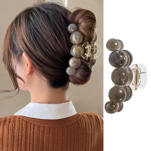 Miniatura 8 de Pinzas grandes de perlas para el cabello para una sujeción fuerte, pinzas antideslizantes de color champán para cabello grueso y fino, moda diaria