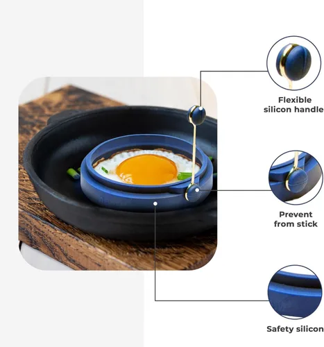 Miniatura 2 de ABAM - Anillo profesional de silicona para huevos de 4 pulgadas, molde para panqueques para sándwiches de desayuno, tortillas y más, anillo de molde