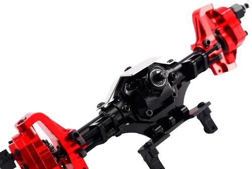 Miniatura 5 de Juego de ejes portales delanteros/traseros de aluminio para 1/10 Axial SCX10 II 90046 90047 RC Crawler Car (negro)