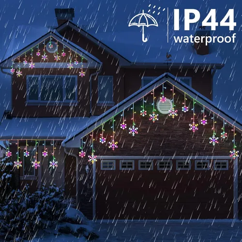Miniatura 3 de Luces de copo de nieve de Navidad para exteriores, 17.22 pies, 264 luces LED de carámbano de copo de nieve con 22 gotas, 8 modos conectables