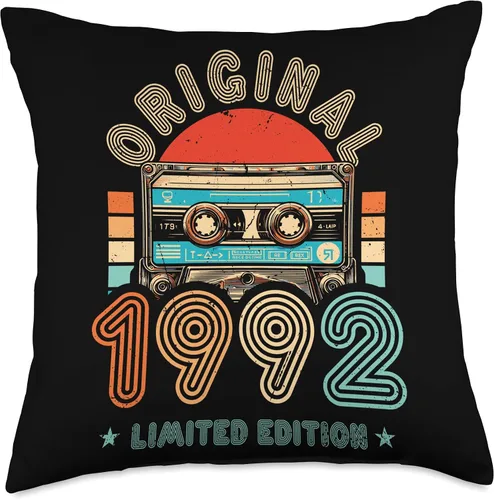 Miniatura 4 de Retro Limited Edition 1992 Cassette Tape 32th Birthday Throw Pillow