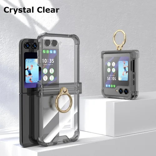 Miniatura 7 de Funda para Samsung Galaxy Z Flip 6 con protección de bisagra, paquete de 2 protectores de pantalla de vidrio templado para Samsung Galaxy Z Flip 6