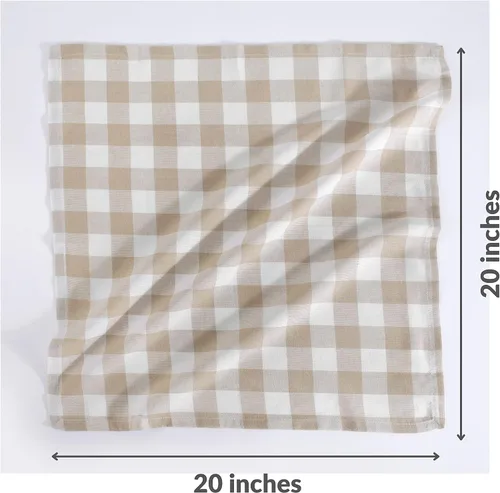 Miniatura 5 de FINGERCRAFT Servilletas de tela, uso diario, calidad premium, algodón a cuadros, juego de 12, servilletas de gran tamaño de 20 x 20 pulgadas
