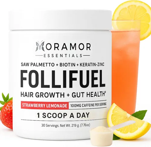 Follifuel - Bebida para el crecimiento del cabello para mujeres y hombres | 25 vitaminas para el cabello en 1 cucharada | Biotina, Cynatine® HNS,