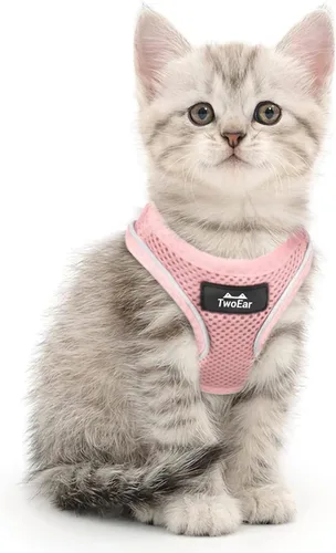 Miniatura 16 de TwoEar Arnés de gato a prueba de escape, suave chaleco ajustable para perro, de malla transpirable, chaqueta reflectante de fácil control para Negro