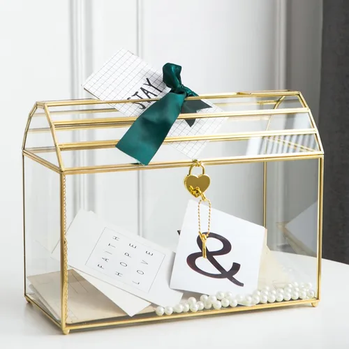 Miniatura 11 de Caja de Tarjetas de Boda de Vidrio Giadun con Ranura, Caja de Tarjetas Grande Transparente de 12.6 Pulgadas, Caja de Almacenamiento de Tarjetas