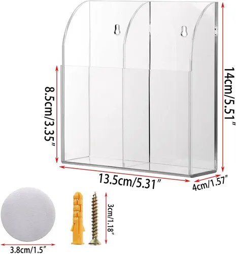 Miniatura 5 de Hipiwe Soporte para control remoto de montaje en pared, organizador de medios de acrílico transparente, caja de almacenamiento, mesa de centro