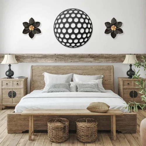 Miniatura 6 de Decoración de pared de flores de metal, escultura floral rústica moderna de 10 pulgadas, colgante de pared de hierro envejecido, decoración