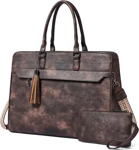 Miniatura 11 de Shrrie Bolsa para laptop de 17 pulgadas para mujer, bolsa de trabajo resistente al agua, maletín con bolso
