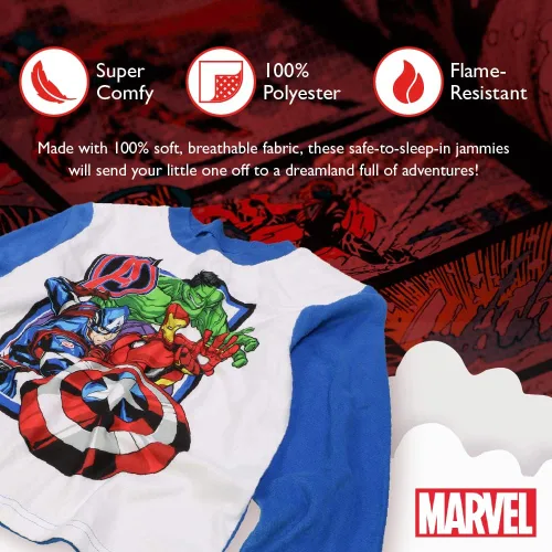 Miniatura 3 de Marvel Conjunto de 2 piezas de ajuste holgado para niños, pijama de superhéroe, suave y lindo para niños