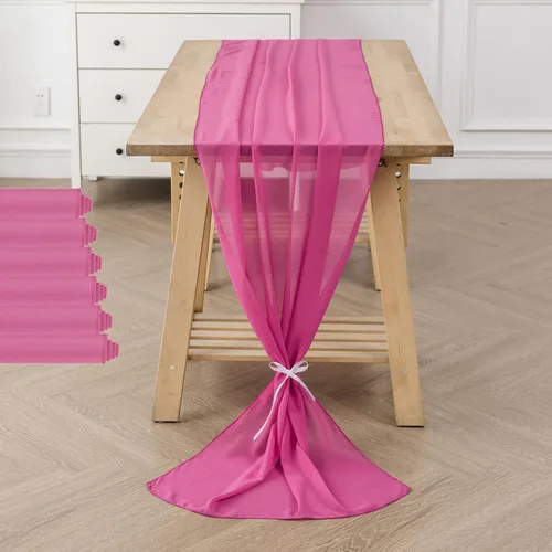 Miniatura 26 de Paquete de 2 caminos de mesa de gasa de 10 pies de 29 x 120 pulgadas, camino de mesa romántico transparente para boda, fiesta de cumpleaños