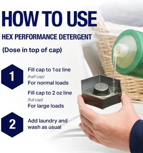 Miniatura 8 de HEX Performance Detergente para ropa sucia, aroma fresco, 100 cargas (paquete de 2 50 ld), detergente concentrado para eliminar olores, sudor