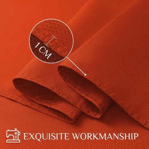 Miniatura 4 de Softalker - Mantel rectangular tejido con textura, jacquard de otoño color naranja quemado, impermeable, fácil de limpiar, resistente a las manchas