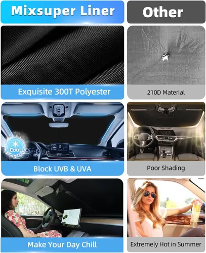 Miniatura 4 de Mixsuper Liner Parasol para parabrisas para Dodge Ram 1500 2019-2025 Parasoles parabrisas delanteros para ventanas para Ram 1500 Accesorios Visor