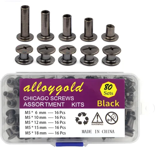 Miniatura 13 de ALLOYGOLD Tornillos Chicago de bronce remaches de cuero surtidos, 8 tamaños de remaches de tornillo, tornillos Chicago para decorar y reparar cuero