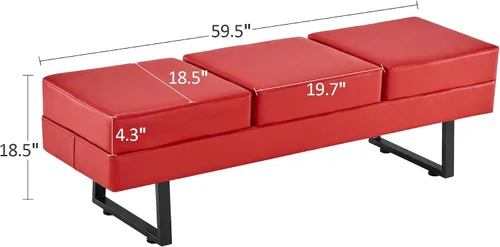 Miniatura 3 de BarberPub Sillas de sala de espera, banco resistente para invitados de oficina y recepción, sillas tapizadas de cuero sintético para vestíbulo