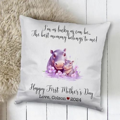 Miniatura 2 de Generic Custom Mama Hippopotamus with Childs, First Mother's Day Custom Pillowcase, Personalized Mother's Day Pillowcase, Gift for Mom, Home Decor