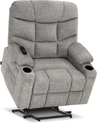 Miniatura 11 de MCombo Silla reclinable Power Lift con reposapiés extendido para personas mayores, tela 7287 (marrón, mediano)