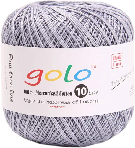 Miniatura 23 de Golo - Bolas de hilo para crochet de algodón tamaño 10, color algodón para crochet D-Fresa D078-fresa