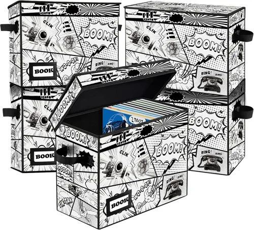 Miniatura 16 de Paquete de 2 Cajas de Almacenamiento de Cómics de Colección, Organizador Protector 15.8" X 7.8" X 11.8" Caja Corta Plegable con Capacidad