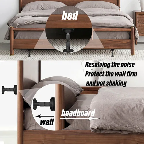 Miniatura 4 de Topes de cabecero roscados ajustables contra la pared, paquete de 4 protectores de marco de cama, herramienta antivibración, dispositivo