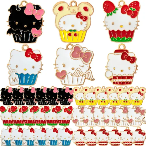 Anjulery 36 Pieces Enamel Cat Charms for Jewelry Making - Cute Kitty Charm for Bracelets Earrings Pendants Necklaces Crafts (36Pcs K6A)
