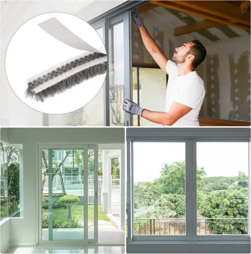 Miniatura 3 de METALLIXITY Burlete adhesivo para cepillo (1/4 x 9/32 x 49.2 pies), tira de cepillo de puerta – para puerta corredera, ventana, armario, color gris