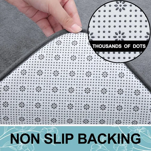 Miniatura 6 de Smiry Tapete de baño de espuma viscoelástica de 24 x 16 pulgadas, extra suave y absorbente, antideslizante, lavable para suelo, ducha y bañera, Gris