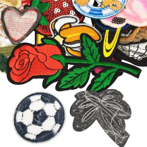 Miniatura 5 de 20/50/100 piezas de parches bordados de estilos surtidos aleatorios para coser/planchar en la ropa, vestido de planta, sombrero, jeans, flores