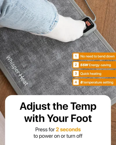 Miniatura 3 de Alfombrilla eléctrica con calefacción WhisperHeat™ – Alfombra eléctrica activada al tocar y calentador de pies y suelo - Calefacción silenciosa