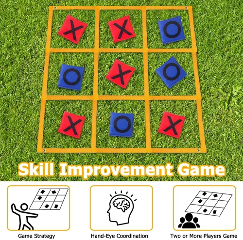 Miniatura 3 de Juego de Tic Tac Toe – 4 pies x 4 pies para patio al aire libre gigante Tic Tac Toe para patio trasero, campamento, césped, portátil, sin montaje