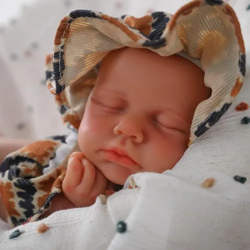 Miniatura 19 de Muñecas de bebé Reborn que se ven reales - 12 pulgadas Cuerpo completo de silicona Niña bebé durmiendo hecha a mano Cara realista Detalles