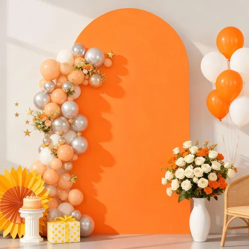 Miniatura 13 de Cubierta de Fondo de Arco Beige de 6 Pies - Cubiertas de Poliéster Ajustadas para Soporte de Arco de Boda con Parte Superior Redonda, Cubierta