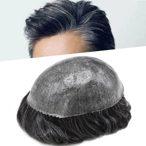 Miniatura 33 de Toupee para hombres Cabello humano Toupee Hombres Hairpiece Poly Thin Skin Mens Hair System Hair Pieces Sistema de reemplazo para hombre Protesis