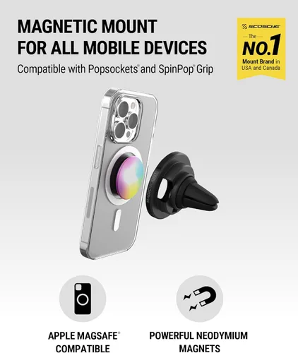 Miniatura 2 de Scosche MagSafe - Soporte magnético para teléfono para salpicadero de automóvil y ventilación con rotación de 360°, soporte de teléfono celular 2