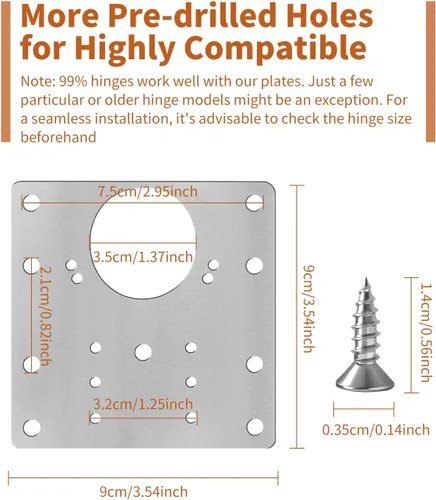 Miniatura 3 de 6 piezas Kit de placa de reparación de bisagras de gabinete: FOGZUVR Kit de reparación de bisagras de puerta duradera de acero inoxidable, placa