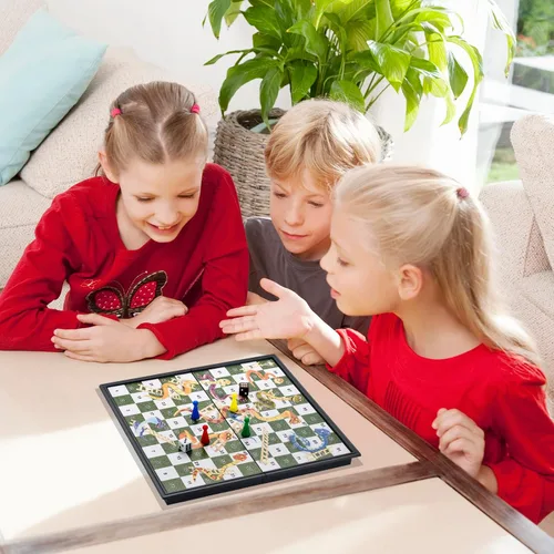 Miniatura 7 de Juegos de Mesa Magnéticos de Serpientes y Escaleras con Tablero Plegable Juegos de Viaje para Niños y Adultos