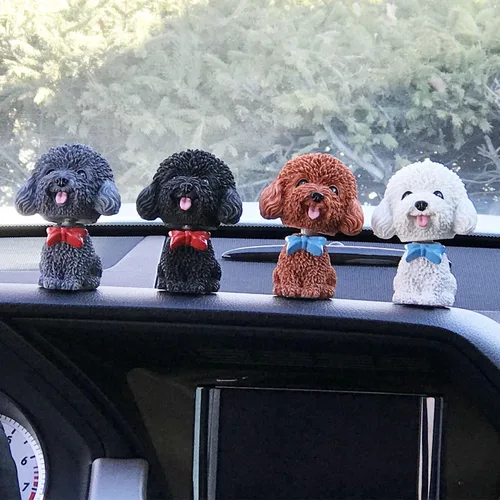 Miniatura 5 de IBWell Mini perro con cabeza de resina, para decoración de tablero de tablero de tablero de auto