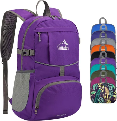 Miniatura 18 de WATERFLY Mochila de senderismo plegable: mochila de día de 25L ultra ligera para mujer y hombre - pequeña mochila plegable compacta para deportes al