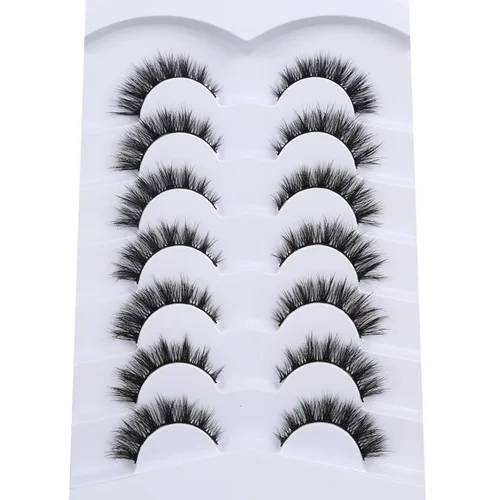 Miniatura 580 de Pooplunch - Pestañas postizas finas de visón sintético, estilo ojo de gato, naturales, cruzadas, tipo racimo, efecto 8D de volumen, tiras
